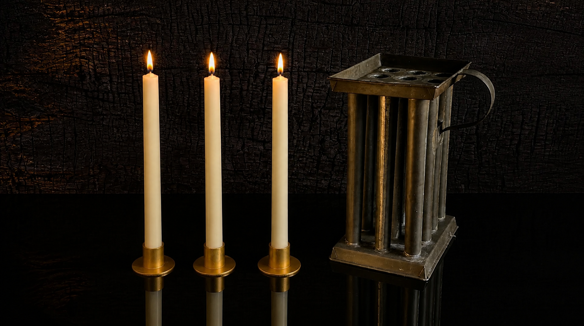 3 Authentic 19th Century Pure Organic Beeswax Taper Candles | Luxury Finish | Natural Handcrafted