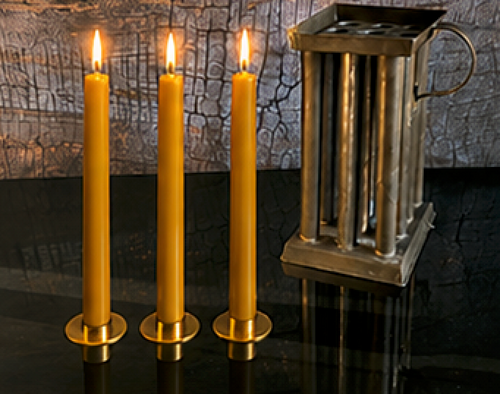 8.5" Authentic 19th Century Pure Organic Beeswax Taper Candles | Luxury Finish | Natural Handcrafted