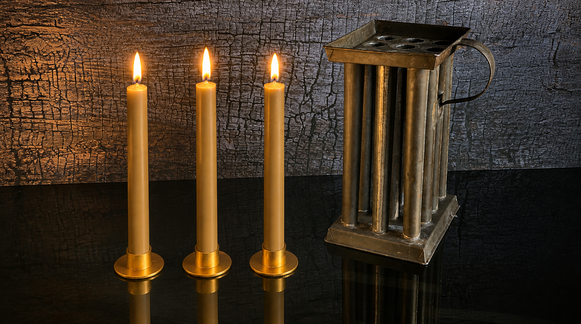 3 Authentic 19th Century Pure Organic Beeswax Taper Candles | Luxury Finish | Natural Handcrafted