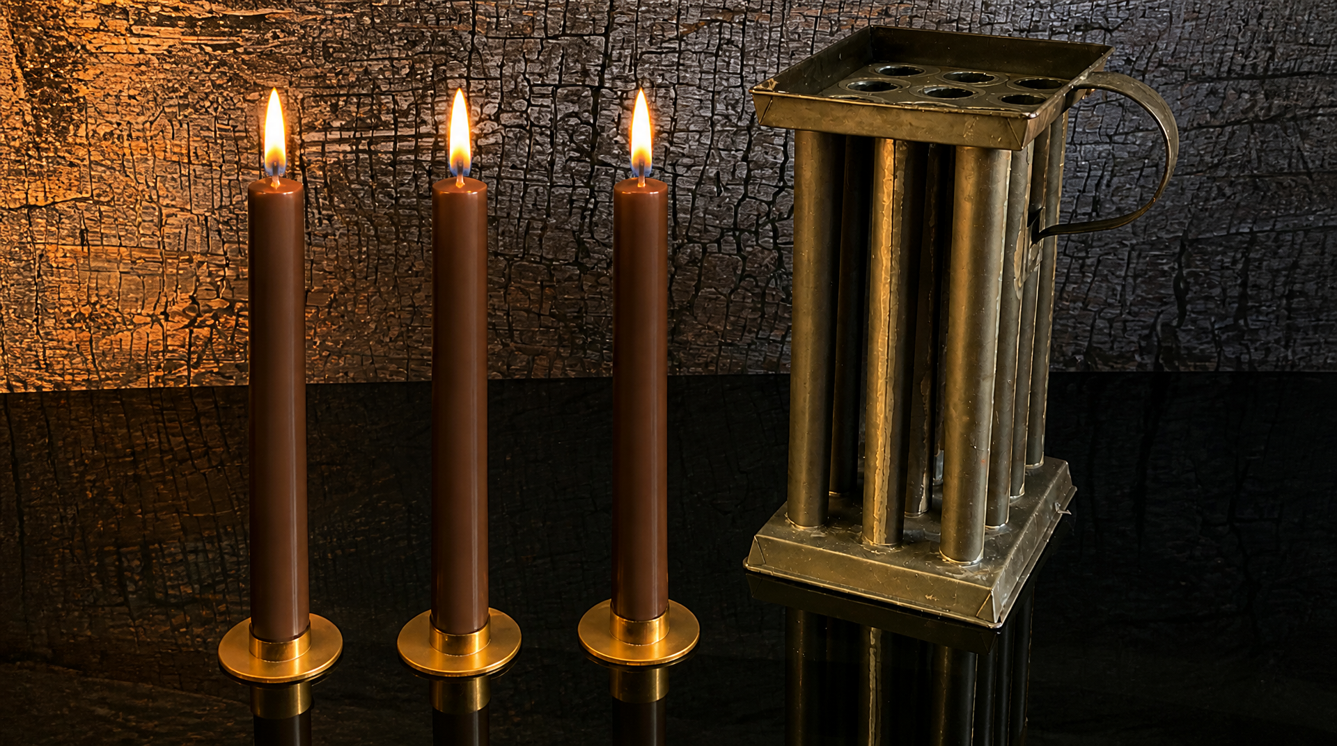 3 Authentic 19th Century Pure Organic Beeswax Taper Candles | Luxury Finish | Natural Handcrafted
