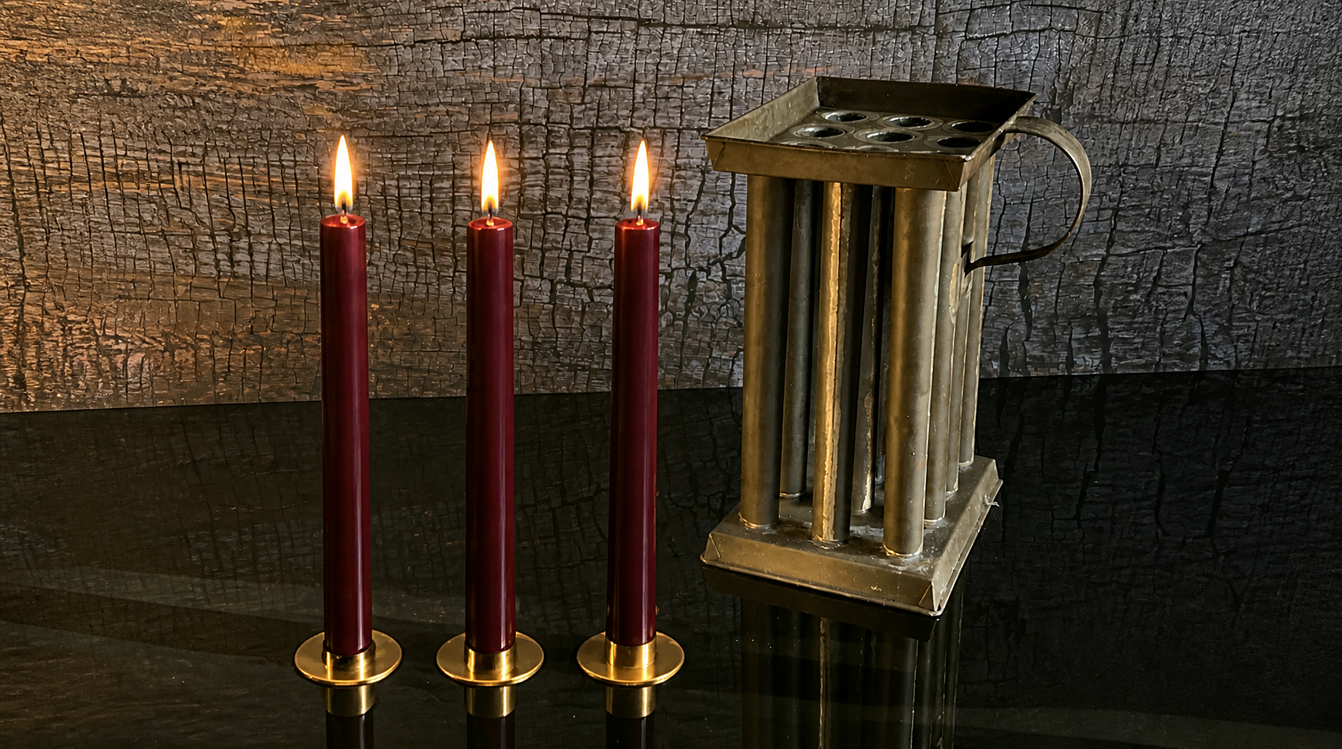 3 Authentic 19th Century Pure Organic Beeswax Taper Candles | Luxury Finish | Natural Handcrafted