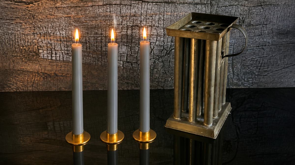 3 Authentic 19th Century Style Beeswax Taper Candles