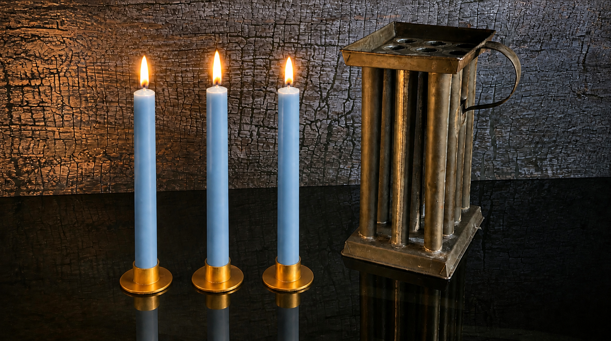 3 Authentic 19th Century Style Beeswax Taper Candles