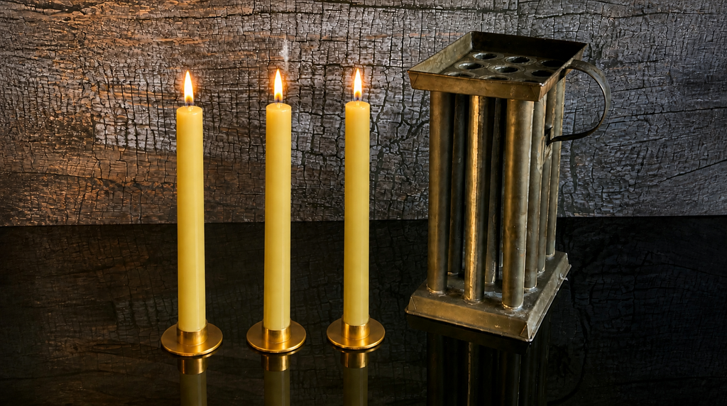 3 Authentic 19th Century Pure Organic Beeswax Taper Candles | Luxury Finish | Natural Handcrafted