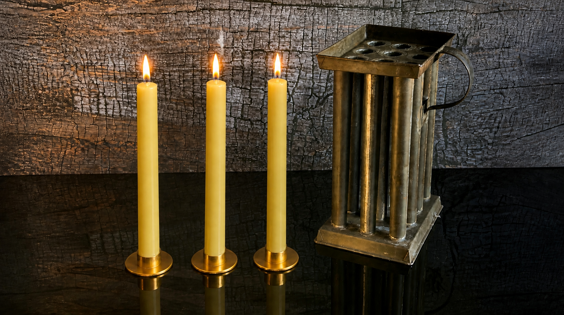 3 Authentic 19th Century Pure Organic Beeswax Taper Candles | Luxury Finish | Natural Handcrafted