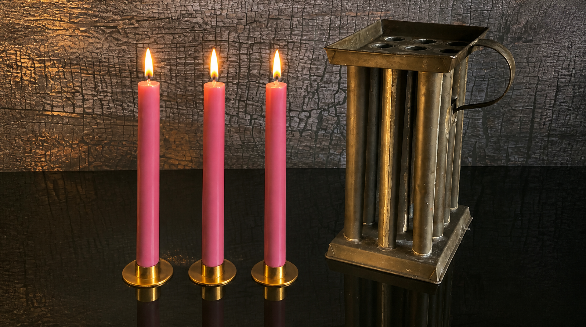 3 Authentic 19th Century Pure Organic Beeswax Taper Candles | Luxury Finish | Natural Handcrafted