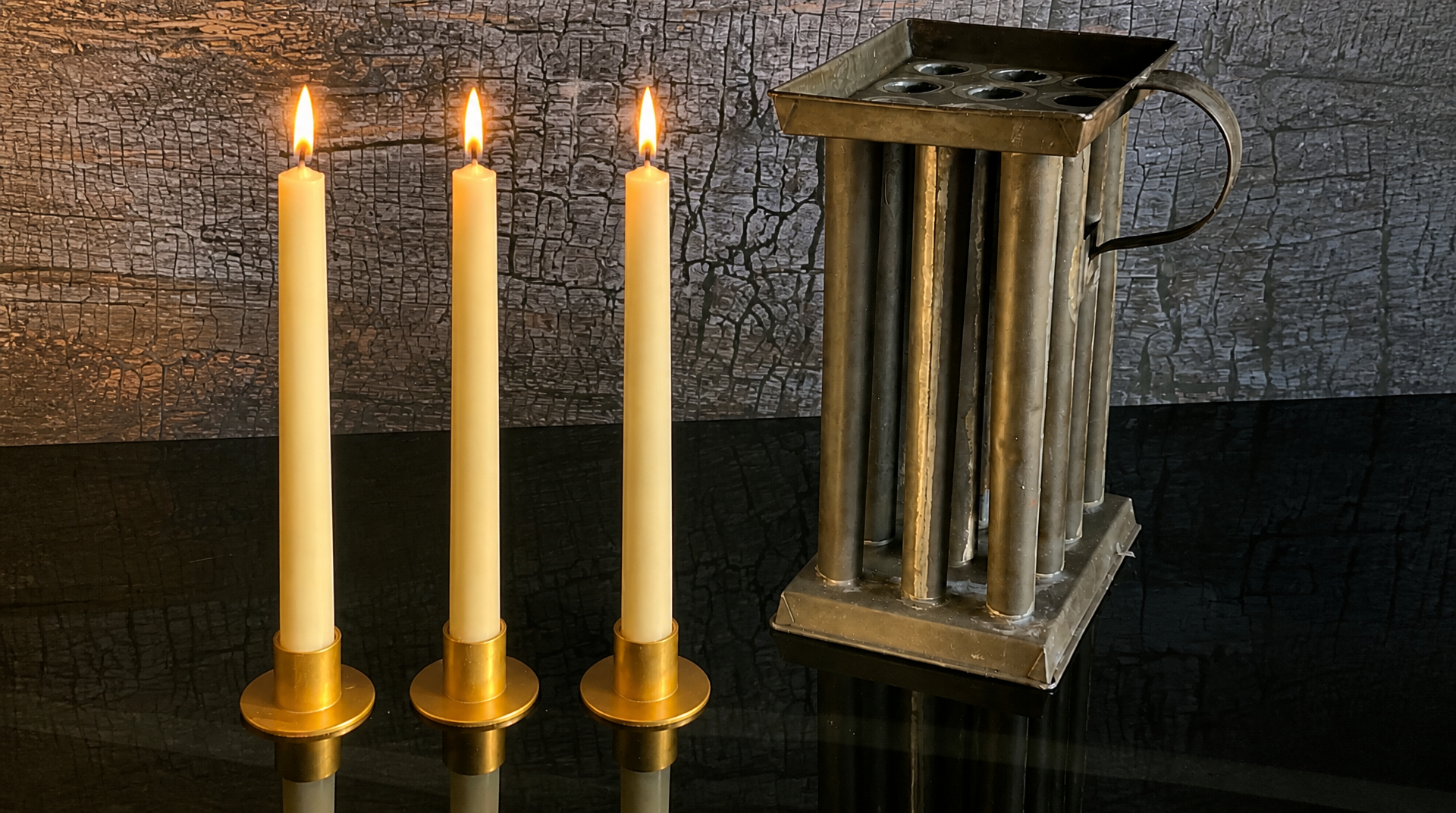 3 Authentic 19th Century Pure Organic Beeswax Taper Candles | Luxury Finish | Natural Handcrafted