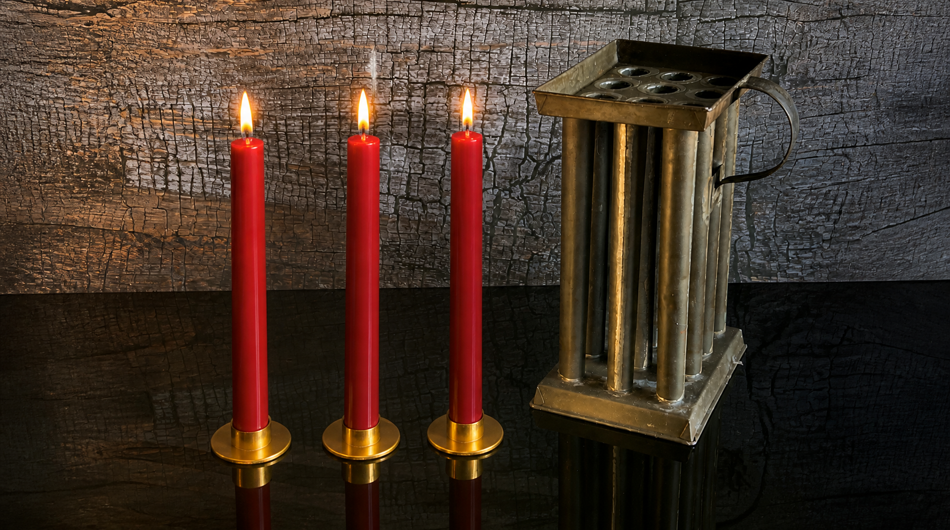 3 Authentic 19th Century Pure Organic Beeswax Taper Candles | Luxury Finish | Natural Handcrafted