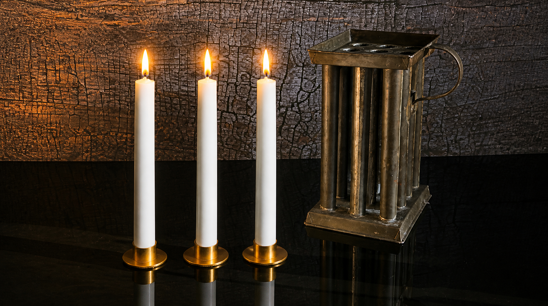 3 Authentic 19th Century Pure Organic Beeswax Taper Candles | Luxury Finish | Natural Handcrafted