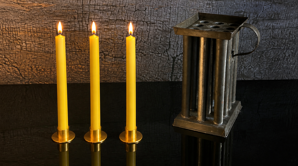 3 Authentic 19th Century Pure Organic Beeswax Taper Candles | Luxury Finish | Natural Handcrafted