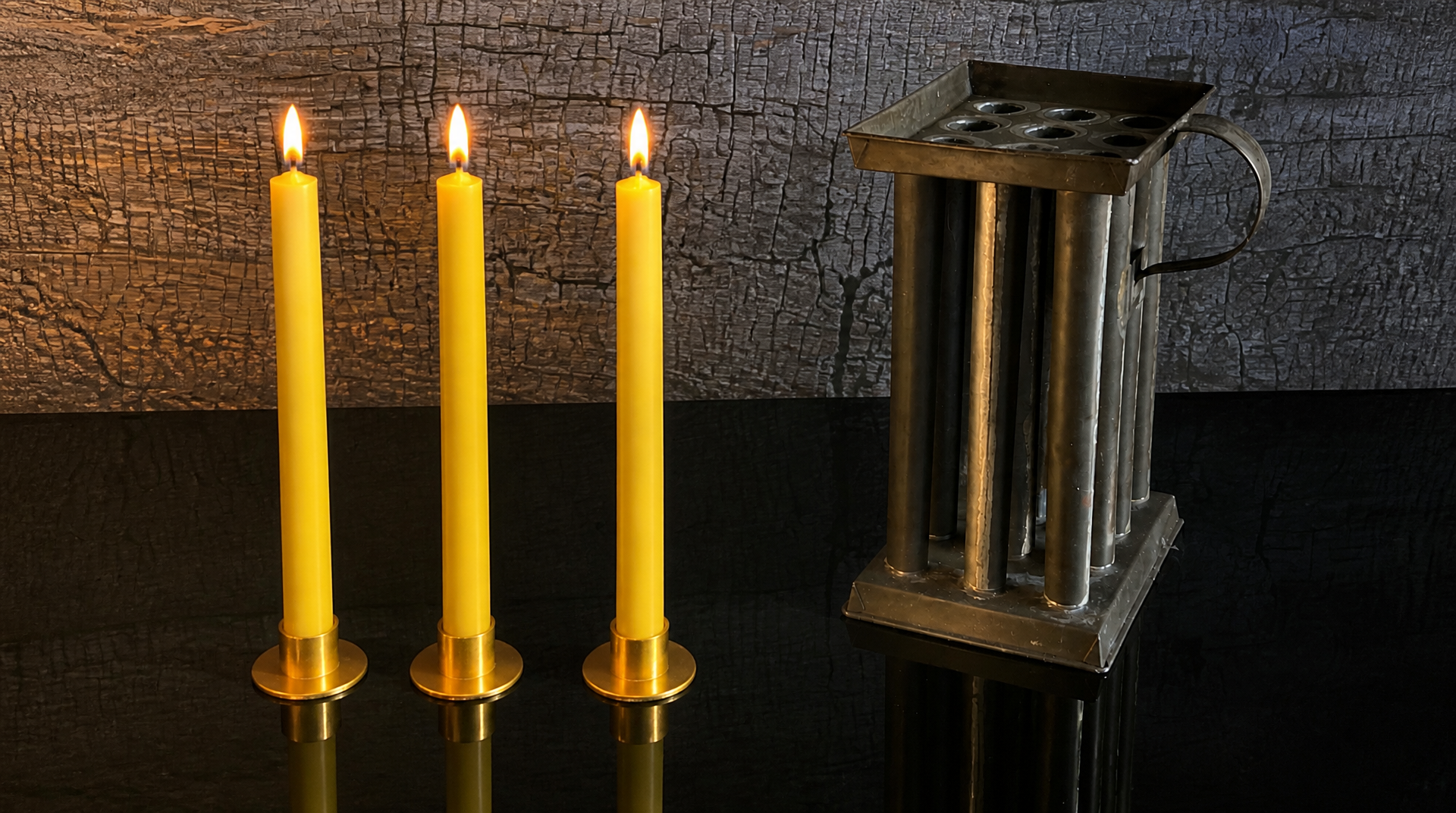 3 Authentic 19th Century Pure Organic Beeswax Taper Candles | Luxury Finish | Natural Handcrafted